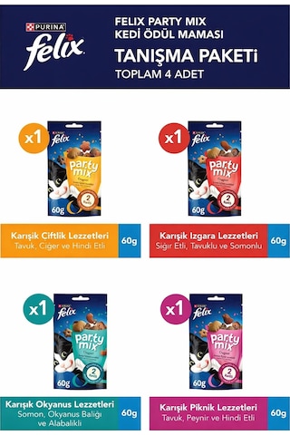 Felix Party Mix Karışık Kedi Ödül Maması Tanışma Seti 4'lü