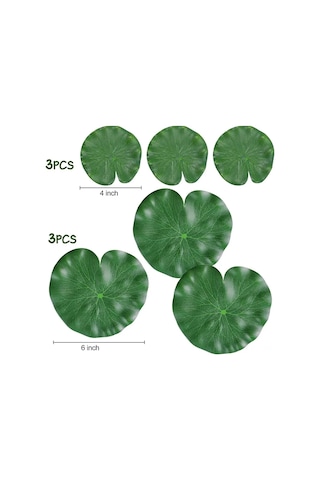 Lemestar 6 Adet Sahte Lotus Yaprağı 3x10cm + 3x15cm - Su Altı Dekorasyonu, Havuz Ve Akvaryum Zenginleyici, Canlı Görünümlü Plastik Su Bitkisi