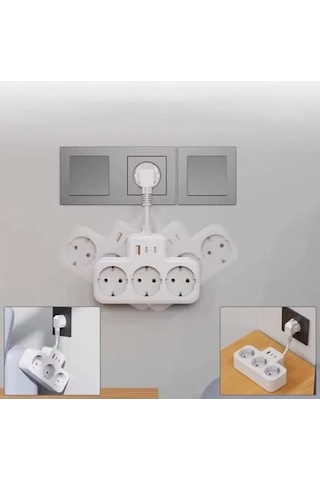 3 Soketli Yüksek Voltaj Korumalı Priz, 2 Type-c Ve 1 Usb Girişi 0