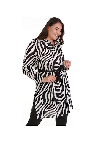 Yırtmaç Detaylı Gömlek Tunik-krem Krem