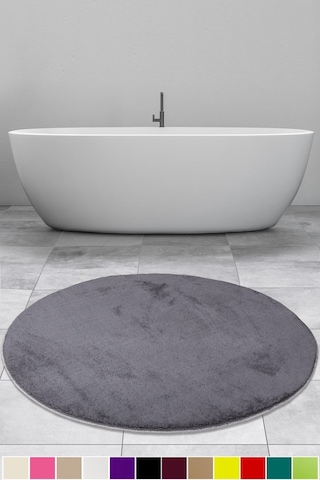 Elite Antrasit 100x100 Cm Yuvarlak Peluş Banyo Paspası Kaymaz Antrasit