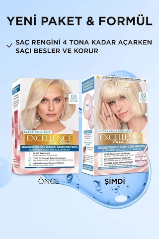 Excellence Saç Boyası 03 Ultra Açık Küllü Sarı 3'lü Set Yenilenmiş Ambalaj