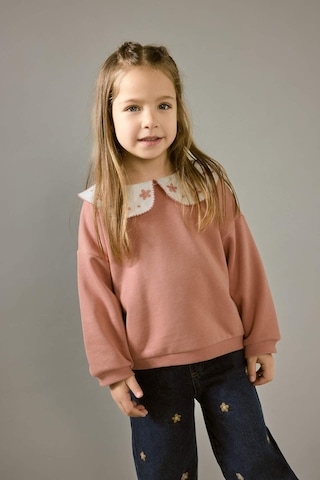 Defacto Kız Bebek Oversize Geniş Kalıp Büyük Yaka Çiçekli İçi Yumuşak Tüylü Sweatshirt G6838a525cwpn10 Pembe-pn10