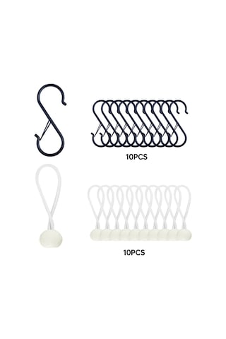 Elmpaly Ağır Hizmet Siyah Çadır İpi 10lu Set 122 Lb Çekme Dayanımı Top Bağlantılı