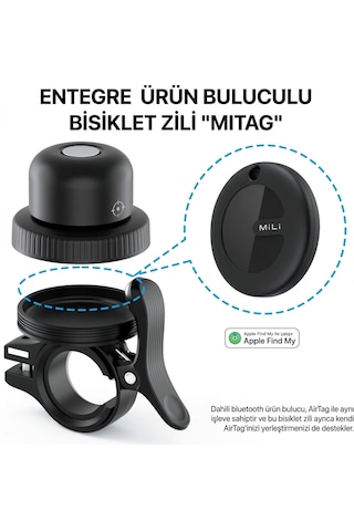 Airtag İçin Bisiklet Zili Gizli Montaj, Gps İzleyici İçin Su Geçirmez Hırsızlığa Karşı Siyah