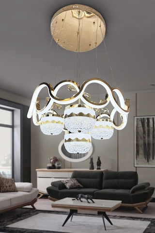 Sefa Model Taç Top 4 Toplu İthal Led Avize - - Kumandalı / Gold Gold