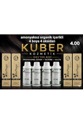 Biomagic 4.00 Kahve Organik İçerikli Amonyaksız Kalıcı Saç Bopyası 4 Boya+ 4 Oksaidan