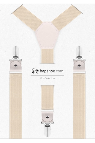 Hapshoe Ayarlanabilir Klipsli Krem Çocuk Kemer Pantolon Askısı Krem