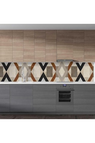 Mutfak Tezgah Arası Folyo Fayans Kaplama Folyosu Geometrik Dekorasyon 60x400 Cm Diğer