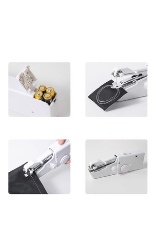 Widermarkt Mini El Tipi Dikiş Makinesi Pilli Taşınabilir Pratik Dikiş Aleti Ev & Seyahat Kullanımı Beyaz