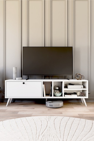 Buka Tv Sehpası, Tv Standı, Televizyon Ünitesi Beyaz