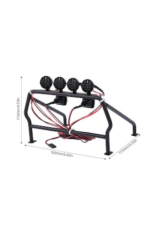 Didadodo 1/10 Axial Scx10 Rc4wd Jeep Metal Roll Cage Kova - 6 Led'li Aydınlatmalı - Dayanıklı Tasarım