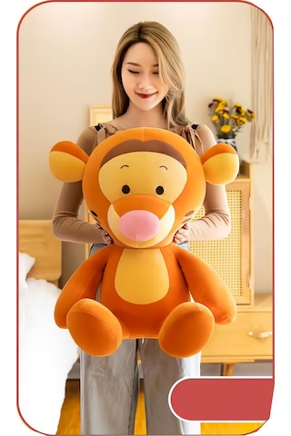İthal Kumaş Winnie The Pooh Tiger Kaplan Anime Figür Peluş Oyuncak Uyku & Oyun Arkadaşı 50 Cm. Turuncu