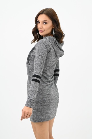 Koza Butik Kadın Kapüşonlu Baskılı Sweat Elbise 7004 001