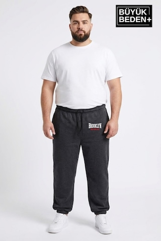 Süperlife Erkek Büyük Beden Brooklyn 1970 Baskılı Paça Lastikli Jogger İnce Eşofman Altı Spr26bea951-3 Antrasit