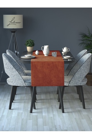 Kadife Efektli Kiremit Rengi Aura Serisi Runner 40 X 140 Kiremit