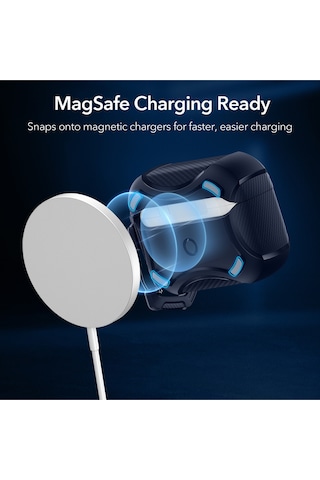 Apple AirPods Uyumlu Pro / Pro 2 Kılıf - Cyber Armor Tough Halolock Magsafe Kılıf Lacivert