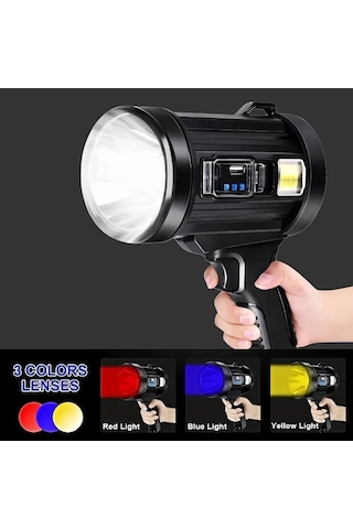 Xuweiwei Elde Taşınabilir Spot Işığı Taşınabilir Sarj Edilebilir Fener 3000mah Lityum Pil Cob Yan Işıklı Su Gecirmez Dis Mekan Lambasi Kamp Balikcilik Av Kesis Icin 4 Renkli Isik Usb Kablosu Dahil Altın