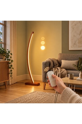 Vilinze Jedi Ahşap Led Dekoratif Ayaklı Lambader Bordo