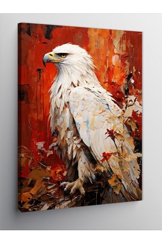 Kanvas Tablo Kırmızı Pastel Renk Ve Beyaz Kartal 50cmx70cm