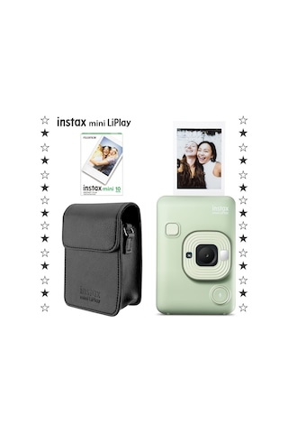 Instax Mini Liplay Hybrid Fotoğraf Makinesi + 10 'lu Film + Deri Kılıf Set