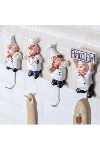Dancemonkey Şekli Şef Paslanmaz Kancası Duvar Çelik 4'lü Paket Jp Ahşap