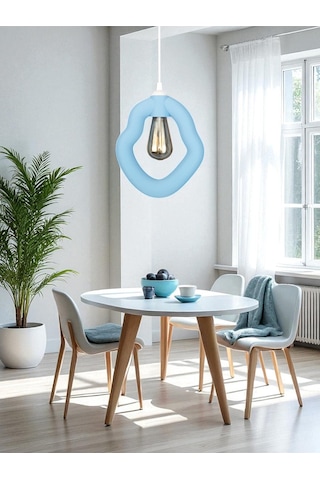 Bohem Beton Görünümlü Modern Minimalist Avize Ayarlı E27 Duy Salon Mutfak Yatak Odası Ofis Kafe Mavi