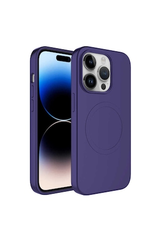 Apple Uyumlu iPhone 12 Pro Max Kılıf M-safe Wireless Şarj Özellikli Pastel Renk Silikon Zore Plas Kapak Mavi