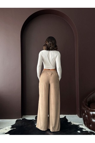 Topshow Bol Kesim Fitilli Pantolon Vizon