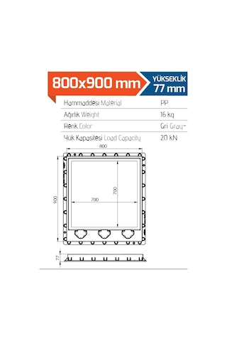 80x90 Menteşeli Rögar Kapağı / Çerçeve + Düz Kapak
