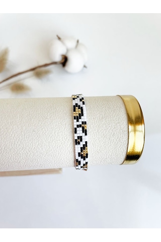 Nevoaccessory Siyah Leopar Desenli Miyuki Bileklik Çok Renkli