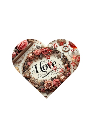 Ti-play Ks42 Kalp Şeklinde 30x30 Cm Hediyelik Duvar Saati ÇOk Renkli