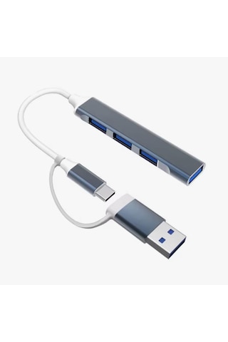 Multi Usb Çoklayıcı 4 Port 'lu Bağlantı İstasyonu İnce Usb Bölücü Type-c Tipi Çoklu Adaptör