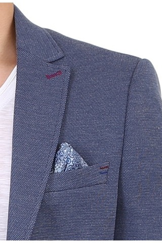 Sposo 5134 Dar Kalıp Örme Kumaş İndigo Erkek Blazer Ceket İndigo