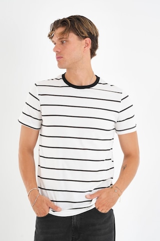 Alexander Gardi Alexandergardı Çizgili Kontrast Bisiklet Yaka T-shirt Beyaz