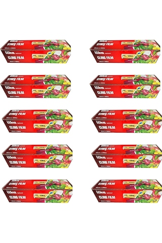 İlka Şeffaf Mutfak Rulo Streç Film Folyo - 45 Cm. X 500 Metre - Gıdaya Uygun - 10 Paket