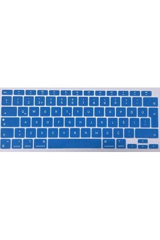 Arabulalaca Apple Uyumlu MacBook Air 13 İnç 2020 A2337 M1 Işlemcili Türkçe Q Silikon Klavye Koruyucu Mavi