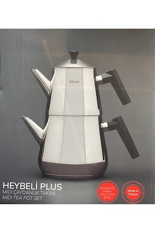 Hsr-8691261002890-hisar Heybeli Plus Midi Çelik Çaydanlık Siyah Açık Gri