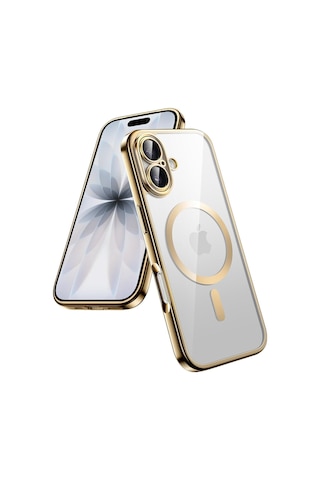 Teknomoda Apple Uyumlu iPhone 17 Pro Max Kılıf Kamera Lens Korumalı Renkli Magsafe Şeffaf Silikon Gold Gold