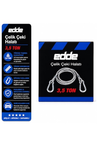 Edde Araba Araç Oto Çelik Çeki Halatı 3,5 Ton Araç Çekme Halatı