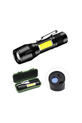 Yifomall Alüminyum El Feneri 513: Yan Işık, Kalem Klasması, Yakın-uzak Odak, Direk Şarj Ve Veri Kablosu İle Kutulu Paket Siyah