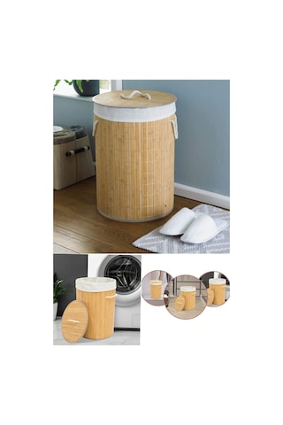 Dekoratif Doğal Oval Banyo Bambu Kirli Çamaşır Sepeti Diğer