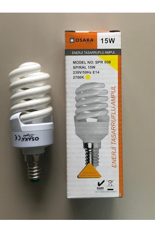 3 Adet Osaka 15w 75w 825 Lümen E 14 Tasarrulu Lamba 2700k Sarı