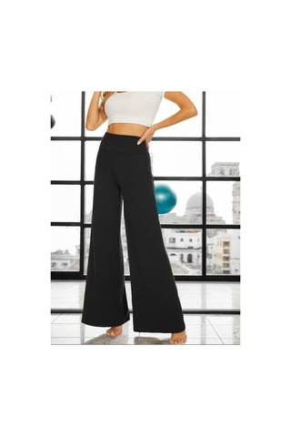 Efnaz Style Kadın Yüksek Bel Beli Geniş Paçalı Uzun Janjan Krep Pantolon siyah
