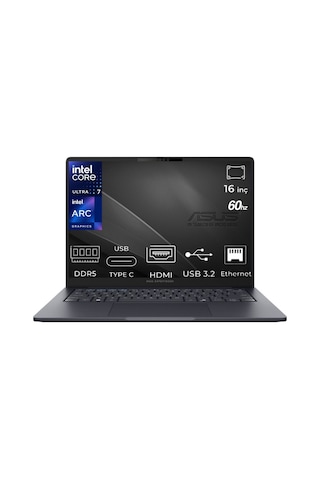 Asus Exper TBook B5 B5605CCA-U716512B1D-K48 Intel Core Ultra 7 255H 128 GB 2 TB Intel Arc Graphics 16" Wuxga Free Dos Dizüstü Bilgisayar