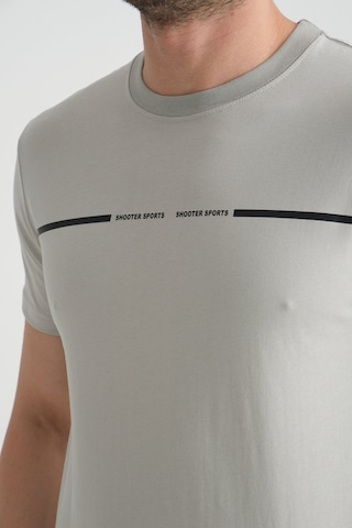Shooter Sportwear Shooter Erkek T-shirt %100 Pamuk Nefes Alan Bisiklet Yaka Regular Fit Gri