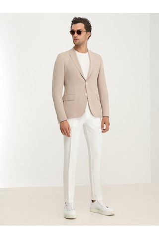 Kip Bej Düz Slim Fit Ceket 001
