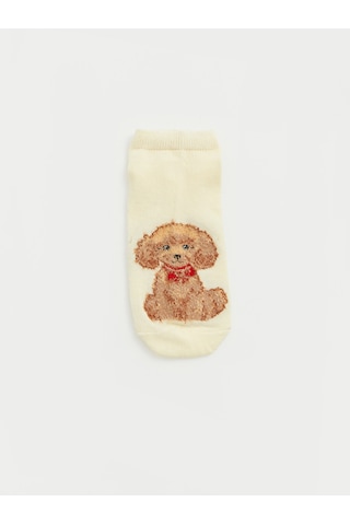 Lcw Dream Bej Köpek Desenli Kadın 5'li Patik Çorap Seti