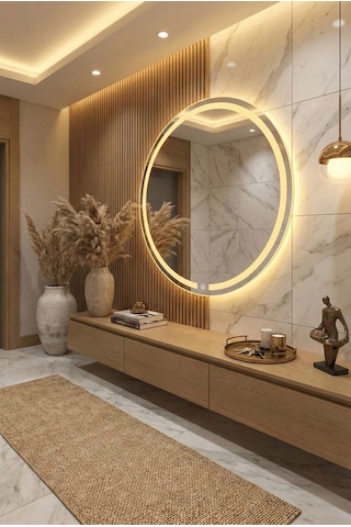 70 Cm Led Işıklı Yuvarlak Ayna - Modern Dokunmatik Banyo Aynası Cam