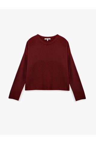 Koton Uzun Kollu Bisiklet Yaka Basic Triko Kazak Bordo 6wal90048ht Bordo